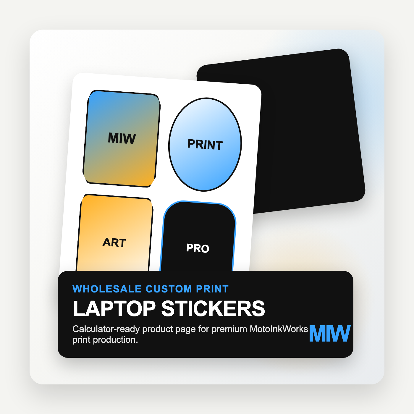 Laptop Stickers printed by MotoInkWorks