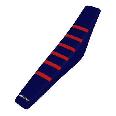 Housse de selle nervurée Gripper ROUGE/BLEU MARINE/BLEU MARINE Honda CRF450R/CRF450RX 21-24/ CRF250R/CRF250RX 22-24