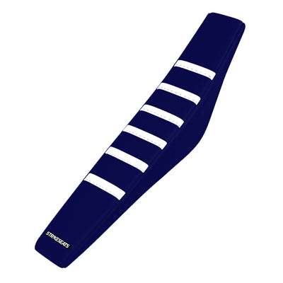 Housse de Selle à Bandes Anti-dérapantes Blanche/Bleu Marine Husqvarna TC125/250 23/ FC250/350/450 2023