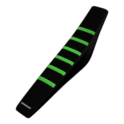 Housse de selle nervurée verte/noire/noire pour Kawasaki KLX110 02-23/KX65 00-23