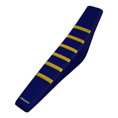 Housse de selle nervurée Husqvarna TC/TX 17-18 /FC 16-18 TE/FE 17-19 JAUNE/BLEU MARINE/BLEU MARINE Gripper