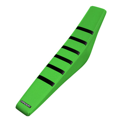 Housse de selle nervurée Kawasaki KX250F 17-20 NOIR/VERT/VERT